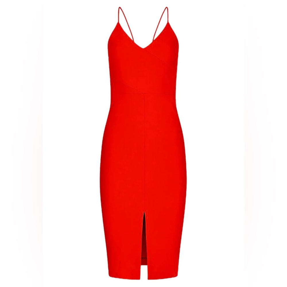 Likely red midi dress with slit